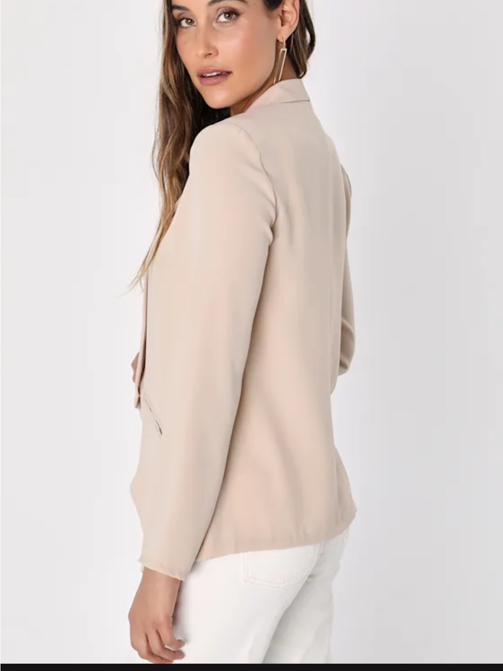 Lulus Miss Punctuality Taupe Lightweight Blazer Beige - Size M - Picture 4 of 4